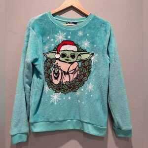 Star Wars Women's Green Baby Yoda Grogu Character Soft Christmas Sweater Large‎